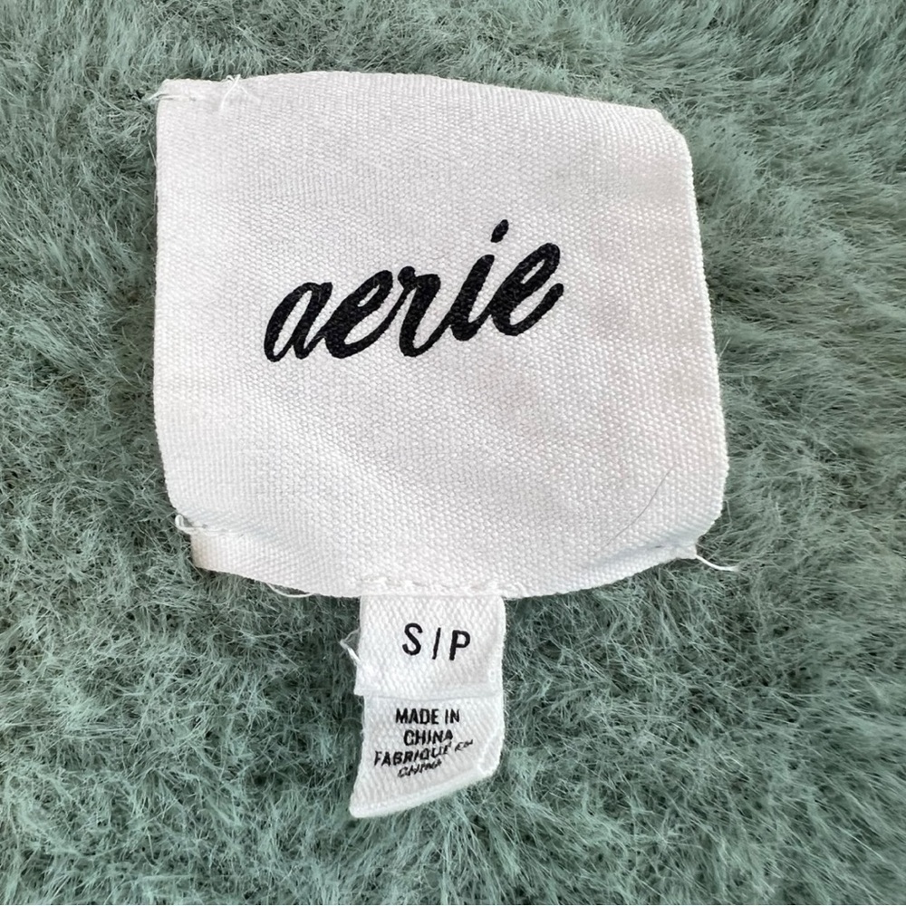 Aerie Women’s Ultra-Soft Fuzzy Cropped Cardigan In Garden Green Size Small - Picture 7 of 8